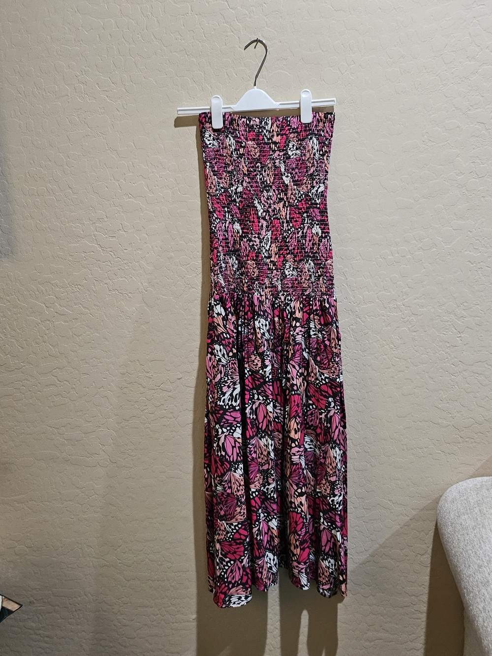 Pink Floral Smocked Maxi Skirt